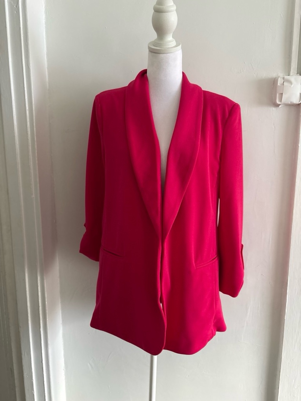 Tahari Hot Pink Shawl Collar Blazer Jacket